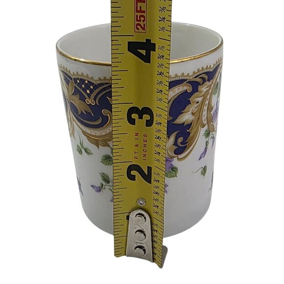 Andrea by Sadek Royal Violets Gold Rim 10 Oz Porcelain Mugs Cups – Set of 2 - Picture 7 of 16